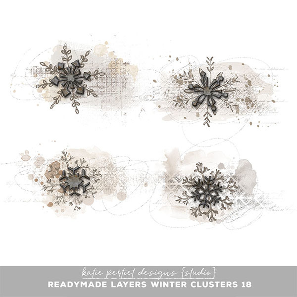 Readymade Layers Winter Clusters 18 Digital Art - Digital Scrapbooking Kits