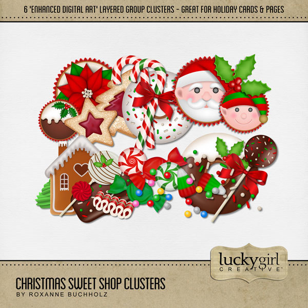 Christmas Sweet Shop Clusters Digital Art - Digital Scrapbooking Kits
