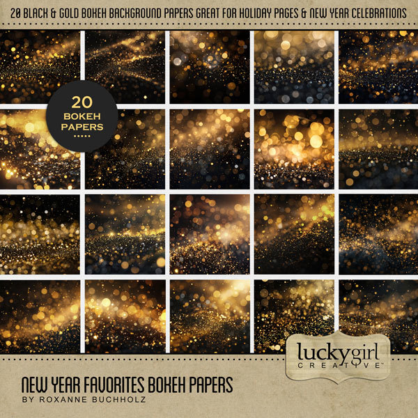 New Year Favorites Bokeh Papers Digital Art - Digital Scrapbooking Kits