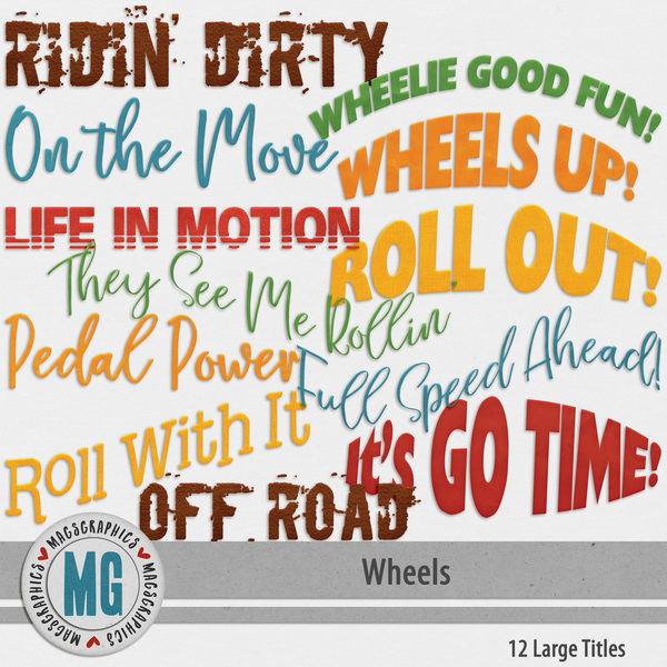 Wheels Titles Digital Art - Digital Scrapbooking Kits