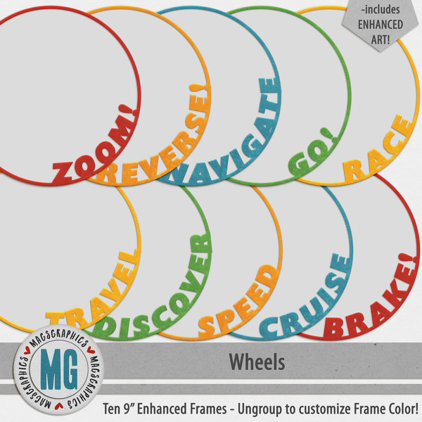 Wheels Enhanced Frames Digital Art - Digital Scrapbooking Kits