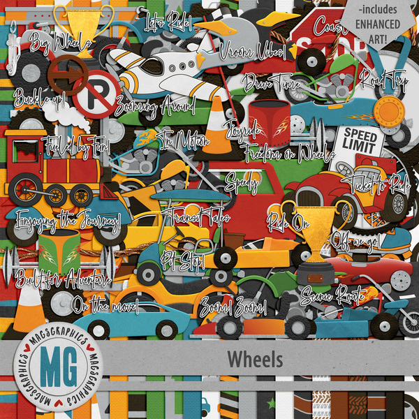 Wheels Kit Digital Art - Digital Scrapbooking Kits