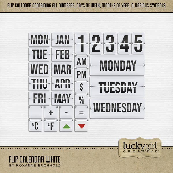 Flip Calendar White Digital Art - Digital Scrapbooking Kits
