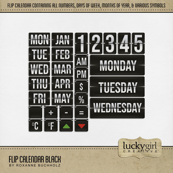 Flip Calendar Black Digital Art - Digital Scrapbooking Kits