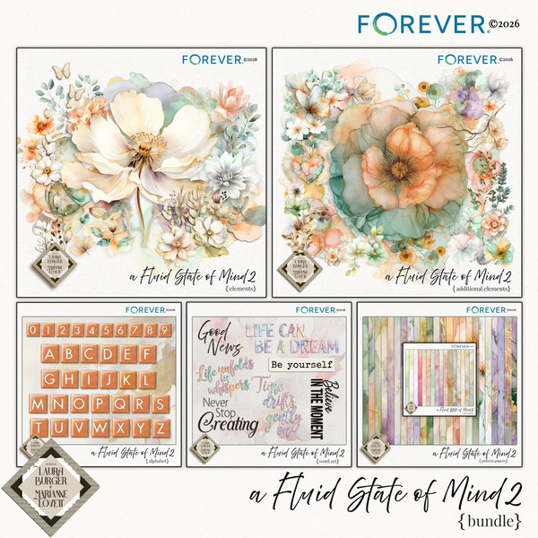 A Fluid State of Mind 2 Bundle Digital Art - Digital Scrapbooking Kits