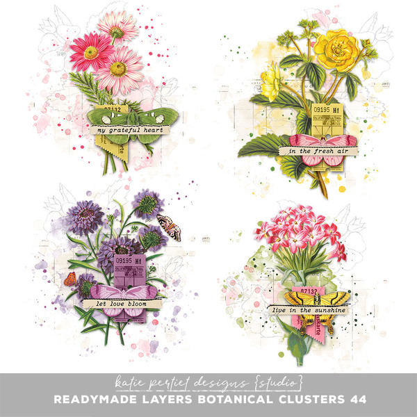 Readymade Layers Botanical Clusters 44 Digital Art - Digital Scrapbooking Kits