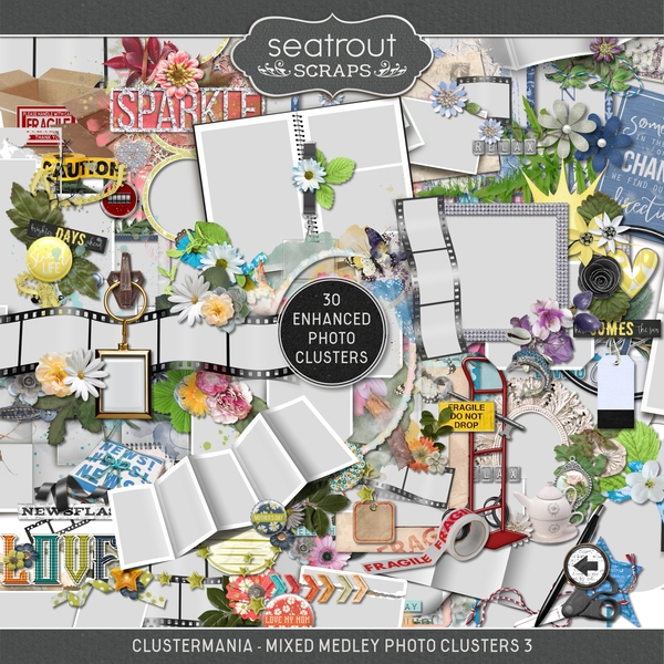 ClusterMania - Mixed Medley Photo Clusters 3 Digital Art - Digital Scrapbooking Kits