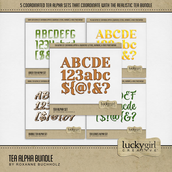 Tea Alpha Bundle Digital Art - Digital Scrapbooking Kits