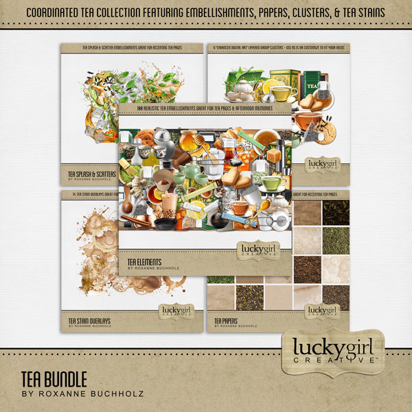 Tea Bundle Digital Art - Digital Scrapbooking Kits