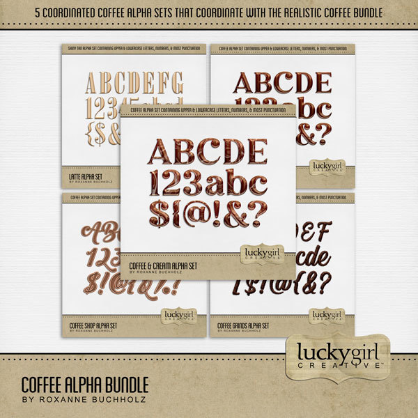 Coffee Alpha Bundle Digital Art - Digital Scrapbooking Kits