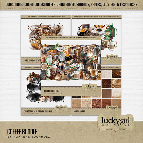 Coffee Bundle Digital Art - Digital Scrapbooking Kits