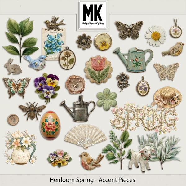 Heirloom Spring - Accent Pieces Digital Art - Digital Scrapbooking Kits