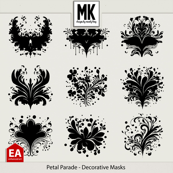 Petal Parade - Decorative Masks Digital Art - Digital Scrapbooking Kits