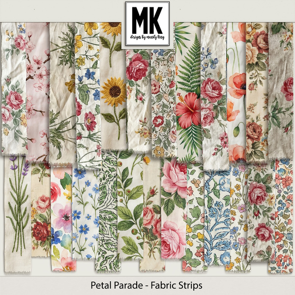 Petal Parade - Fabric Strips Digital Art - Digital Scrapbooking Kits