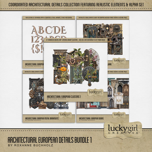 Architectural European Details Bundle 1 Digital Art - Digital Scrapbooking Kits