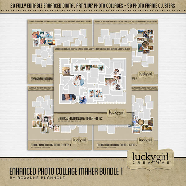 Enhanced Photo Collage Maker Bundle 1 Digital Art - Digital Scrapbooking Kits