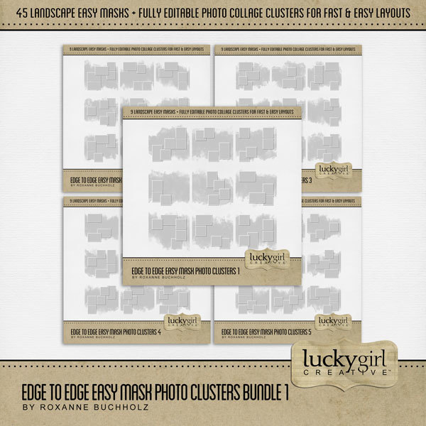 Edge to Edge Easy Mask Photo Clusters Bundle 1 Digital Art - Digital Scrapbooking Kits