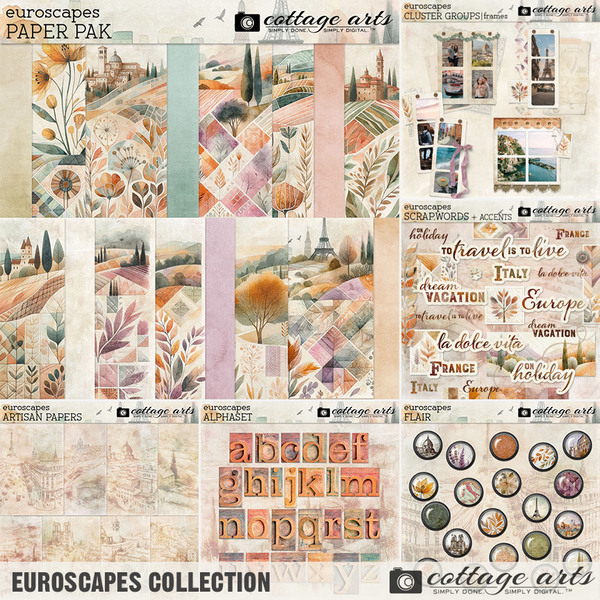 EuroScapes Collection Digital Art - Digital Scrapbooking Kits