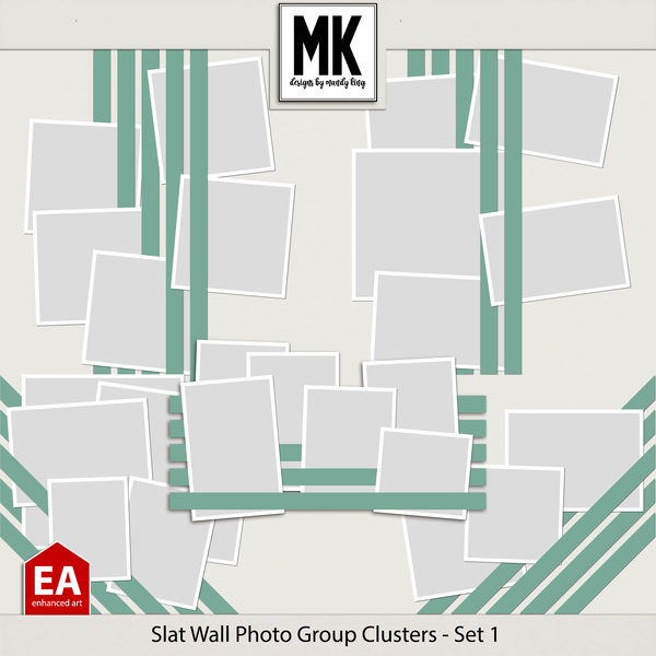 Slat Wall Photo Group Clusters - Set 1 Digital Art - Digital Scrapbooking Kits