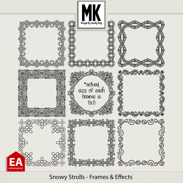 Snowy Strolls - Frames & Effects Digital Art - Digital Scrapbooking Kits