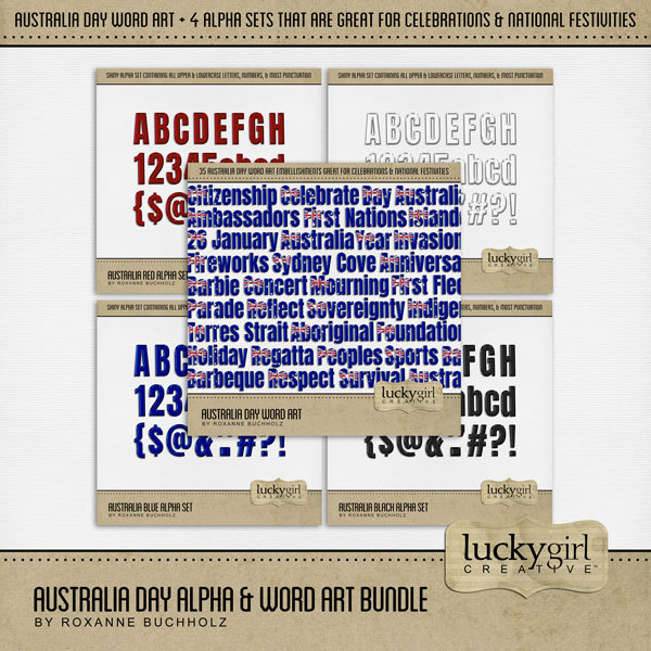 Australia Day Alpha & Word Art Bundle Digital Art - Digital Scrapbooking Kits