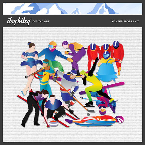 Winter Sports Kit Digital Art - Digital Scrapbooking Kits