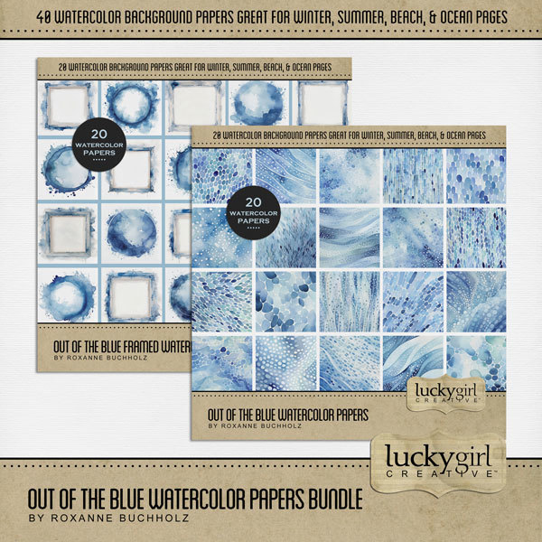 Out of the Blue Watercolor Papers Bundle Digital Art - Digital Scrapbooking Kits