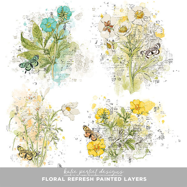 Floral Refresh Painted Layers Digital Art - Digital Scrapbooking Kits