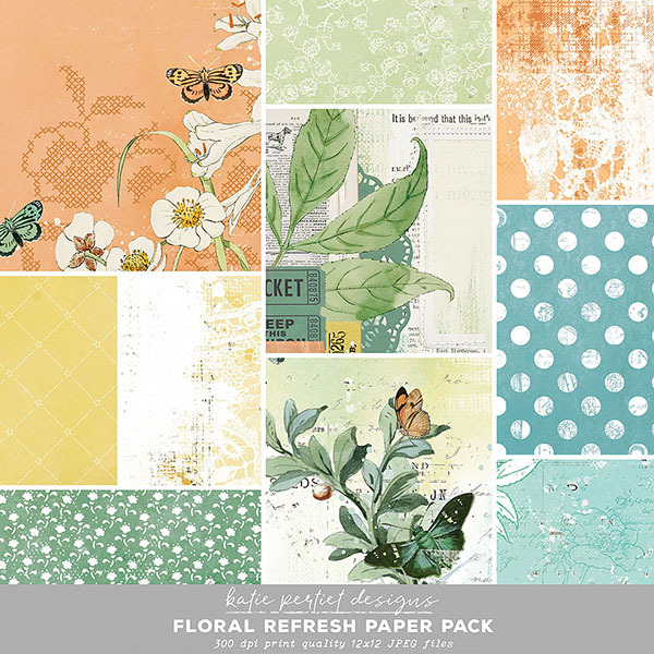Floral Refresh Paper Pack Digital Art - Digital Scrapbooking Kits