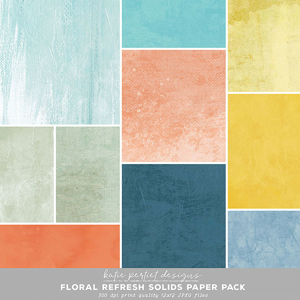 Floral Refresh Solids Paper Pack Digital Art - Digital Scrapbooking Kits