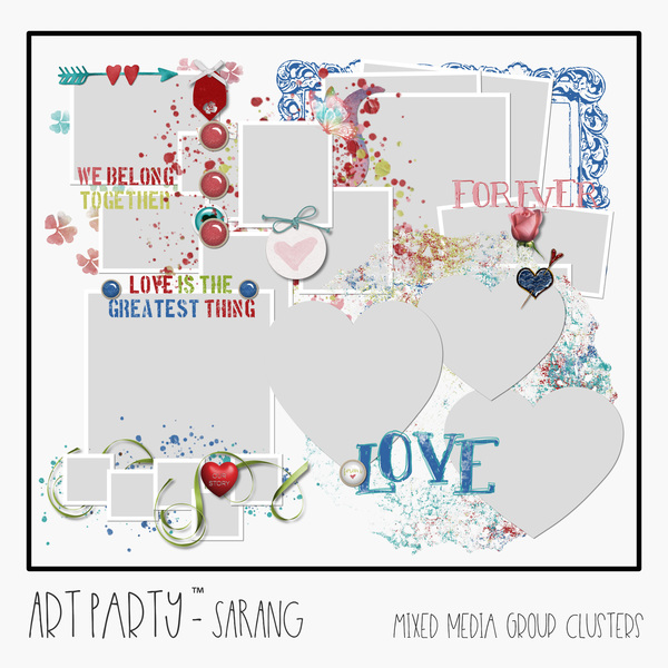 Sarang - Mixed Media Group Clusters Digital Art - Digital Scrapbooking Kits