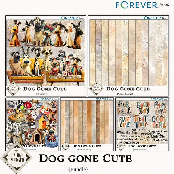 Doggone Cute Bundle Digital Art - Digital Scrapbooking Kits