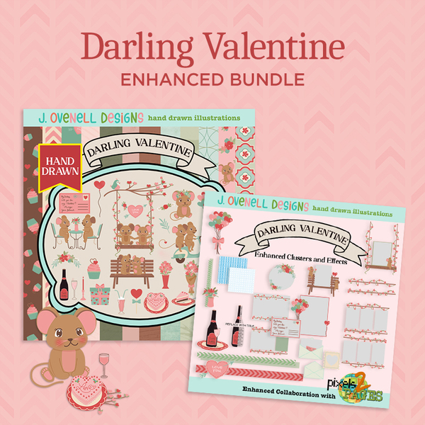 Darling Valentine Enhanced Bundle Digital Art - Digital Scrapbooking Kits