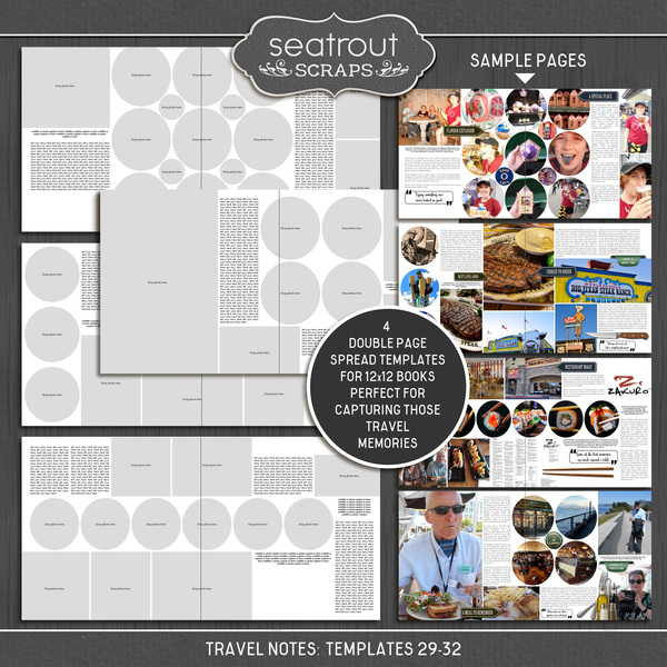 Travel Notes Templates 29-32 Digital Art - Digital Scrapbooking Kits