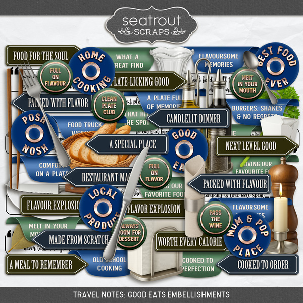 Travel Notes - Good Eats Digital Art - Digital Scrapbooking Kits