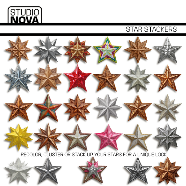 Star Stackers Digital Art - Digital Scrapbooking Kits