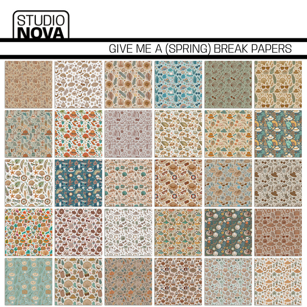 Give Me A (Spring) Break! Papers Digital Art - Digital Scrapbooking Kits