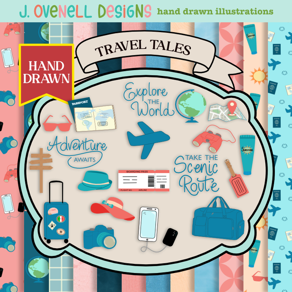 Travel Tales Digital Art - Digital Scrapbooking Kits