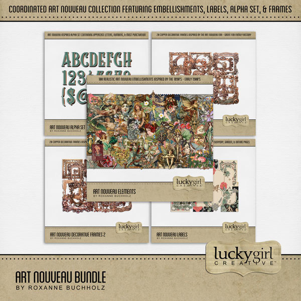 Art Nouveau Bundle Digital Art - Digital Scrapbooking Kits