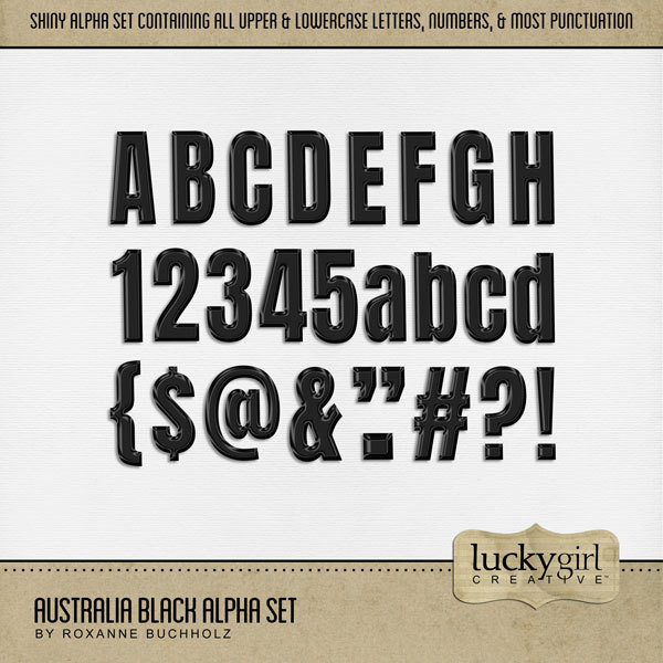 Australia Black Alpha Set Digital Art - Digital Scrapbooking Kits