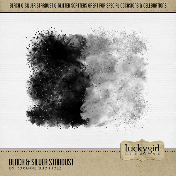 Black & Silver Stardust Digital Art - Digital Scrapbooking Kits
