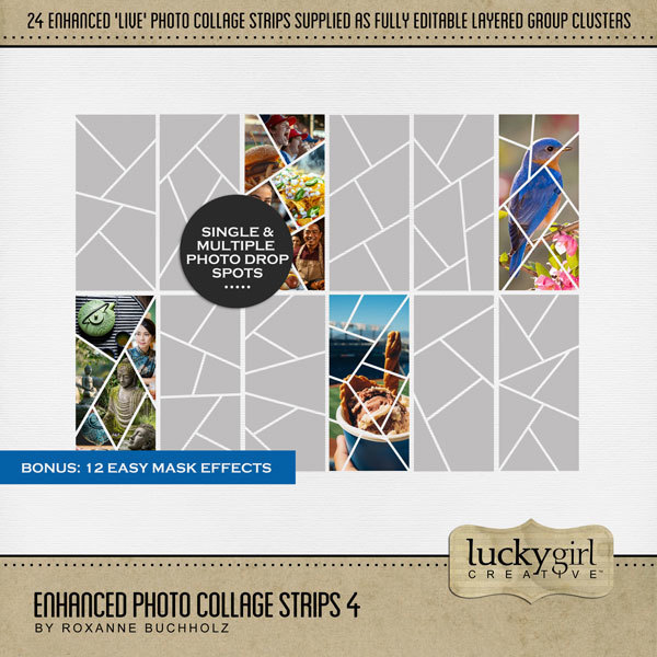 Enhanced Photo Collage Strips 4 Digital Art - Digital Scrapbooking Kits
