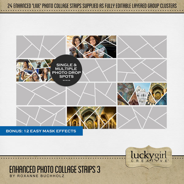 Enhanced Photo Collage Strips 3 Digital Art - Digital Scrapbooking Kits