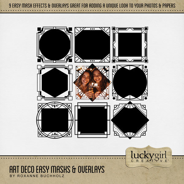 Art Deco Easy Masks & Overlays Digital Art - Digital Scrapbooking Kits