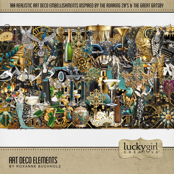 Art Deco Elements Digital Art - Digital Scrapbooking Kits