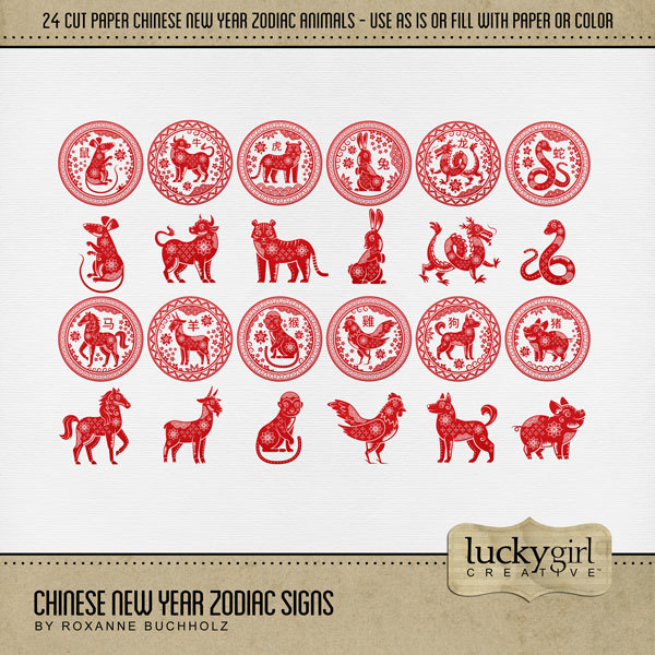 Chinese New Year Zodiak Signs Digital Art - Digital Scrapbooking Kits