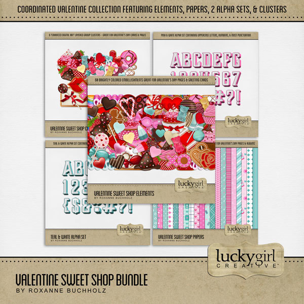 Valentine Sweet Shop Bundle Digital Art - Digital Scrapbooking Kits