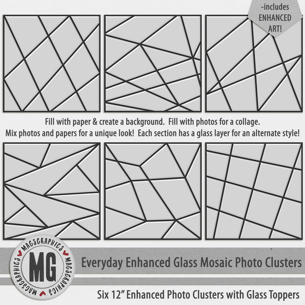 Everyday Enhanced Glass Mosaic Photo Clusters Digital Art - Digital Scrapbooking Kits