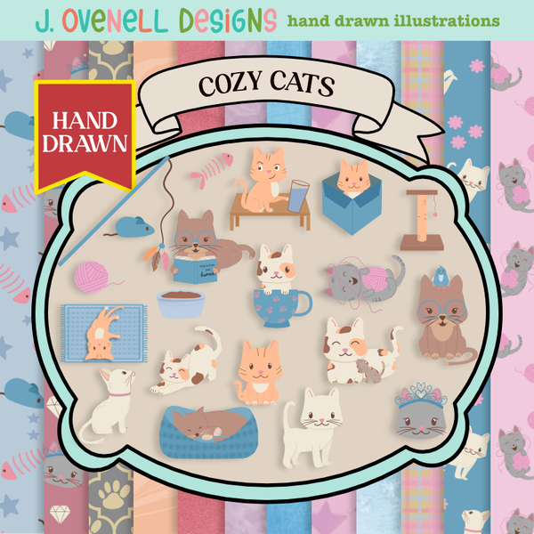 Cozy Cats Digital Art - Digital Scrapbooking Kits