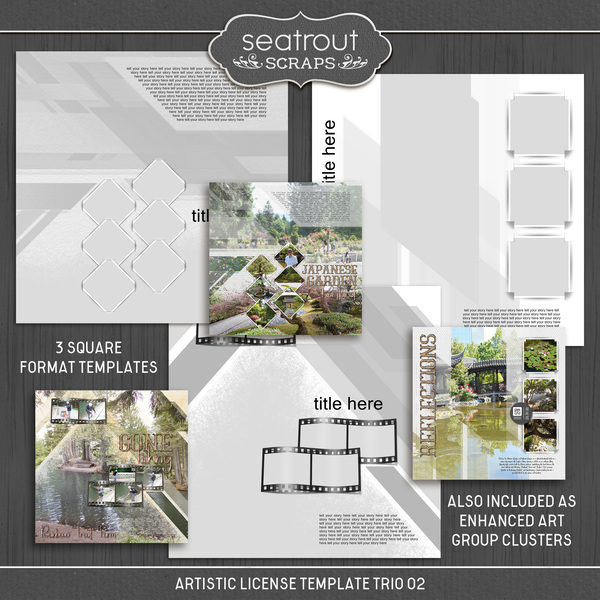 Artistic License Template Trio 02 Digital Art - Digital Scrapbooking Kits